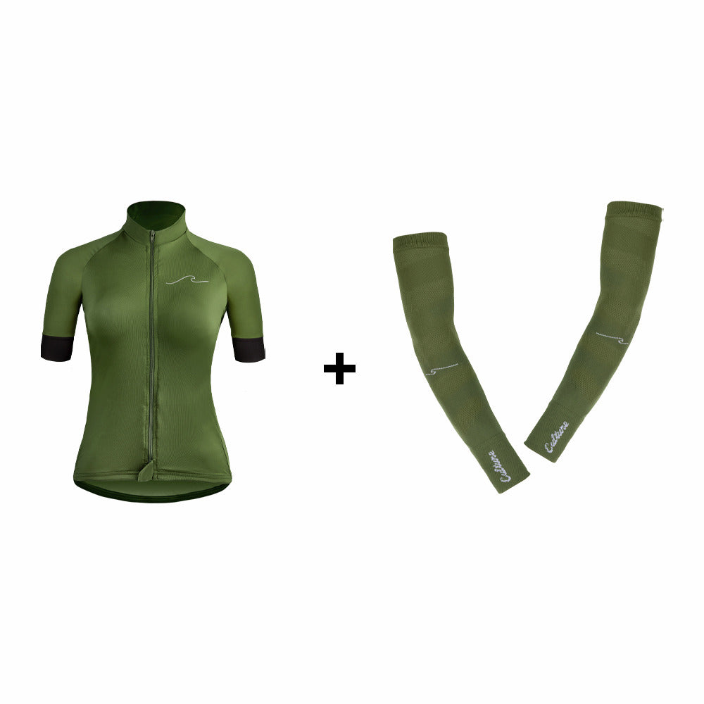 Jersey para mujer verde militar   + Manguilla verde militar